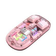 HXSJ Dual-Mode Wireless Mouse RGB Light Transparent Shell 2.4G Photoelectric Mouse With 4 Buttons Suitable For Home And Office Use - White - View 9