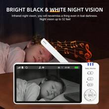 CDYCAM New 5.0 Inch Wireless Video Baby Monitor IPS Screen With Nanny PTZ Camera Two Way Audio VOX Lullaby Camera Wireless Protection Detection Smart Nanny Camera Electronic Baby Mother Kids Two-Way Audio Night Vision Cry Babies Feeding With Temperature Display Screen With Long Battery Life Night Vision USB Charge