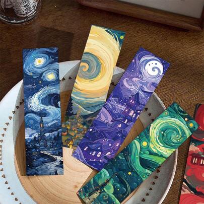 30pcs Oil Painting Style Bookmarks Creative Exquisite Reading Cards DIY Decor Page Clip Back To School