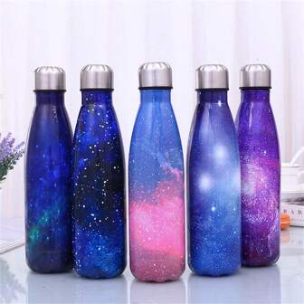 17oz Stainless Steel Double-Walled Vacuum Insulated Water Bottle, Cute Star Print Design, Ideal For Outdoor Sports, Summer, Gift, Beverage Container, , Tumbler