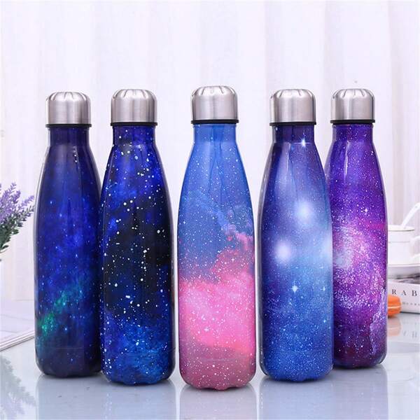 17oz Stainless Steel Double-Walled Vacuum Insulated Water Bottle, Cute Star Print Design, Ideal For Outdoor Sports, Summer, Gift, Beverage Container, , Tumbler