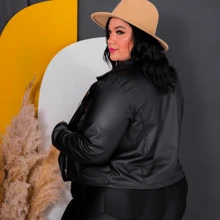 Plus Size Jackets - 黑色 - 查看 3