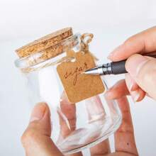 Set von 30 Glasbehältern, Mini Joghurt Gläser, 100ml Süßigkeiten-Gläser mit Korkdeckel, Pudding Behälter mit Deckel, Mason Jar Hochzeitsgeschenk, Honigglas mit Etiketten und Schnüren