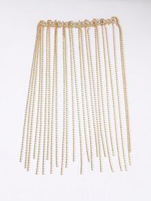 قطعة واحدة من الإكسسوار الفاخر للرأس مزين بالكريستال والراين ستون والشرابات الطويلة، مناسب للحفلات الراقية والكوسبلاي والزفاف والعشاء الرسمي، هدية إكسسوار شعر عصري - الذهبي - مشاهدة 4