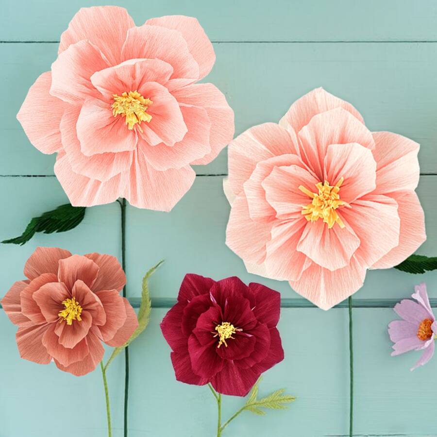 1/3/4PCS Large, Medium, Small DIY Paper Flower Wall Decor Artificial Flowers Wedding Decoration, Floral Backdrop Decor, Gift Party, Birthday Party, Photo Backdrop, Arch Decor, Wall Decoration - 3D Paper Flower - View 1