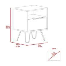 Augusta Nightstand, Single Door Cabinet, Hairpin Legs