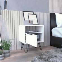 Augusta Nightstand, Single Door Cabinet, Hairpin Legs