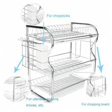 LIVINGANDHOME Living And Home Large Capacity 3 Layers Kitchen Dish Drainer Rack With Plate Drainer,Cutlery Holder,Drip Tray,Stainless Steel Dish Drying Rack Shelf For Kitchen Washing Countertop Storage,Kitchen Storage Shelf Organizer - Silver - View 10