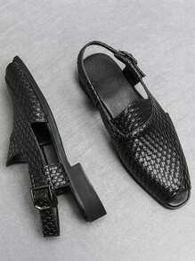 Men's Woven Sandals, Summer Breathable Outdoor Beach Shoes For Casual, Business And Banquet