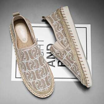 Modieuze casual sportschoenen voor heren, geborduurde strovissersschoenen in boho-stijl, ademend canvas voor de zomer