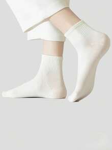 10 pares de Calcetines desechables blancos comprimidos hasta el medio de la pierna, calcetines de viaje sanitarios unisex - Blanco - Ver 3