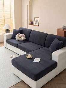 1pc Universal Seasonal Elastic Sofa Seat Cushion Cover, Soft Skin-Friendly Pet-Proof Slipcover With Anti-Skid Tech, Modern Simple Style For Living Room L-Shaped Sectional Sofa, 1/2/3/4 Seater Sofa, Spring/Autumn (Single Cover) - Dark Grey - View 5