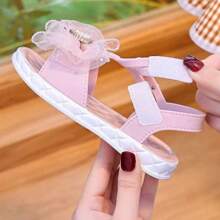 可爱水钻蝴蝶结露趾凉鞋，透气舒适，适合女孩海滩度假 - 粉色 - 查看 8