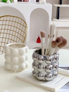 1件北欧风超吸睛化妆品收纳管，ins风创意方形家用化妆刷收纳管，超吸睛家居收纳罐，客厅装饰创意花瓶，节日礼物，生日祝福！