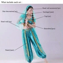 Halloween Performance Costume  Jasmine Princess Belly Dance Exotic Costume Female Western Region Dancer Performance Set - Blue - View 10