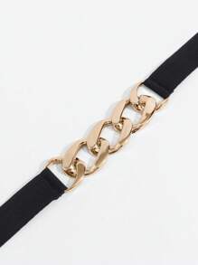 1pc Black Waist Chain With Silver Clasp, Suitable For Halloween Night Party Or Daily Wear - Black - View 5