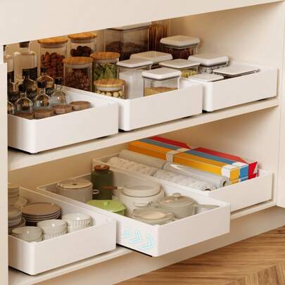 1/2 Packs Pull-Out Type Cabinet Organizer,No-Punch Cabinet Organizer, Home Organizers And Storage Racks,Removable Slide-Out Organizer For Kitchen, Bathroom, Pantry, Cabinets