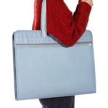 KOBEST 1個夾層多功能試紙夾，大容量收納袋，檔案分類辦公室資訊文件袋，加厚手提藝術袋，帆布教材作業袋 - 彩色 - 查看 4