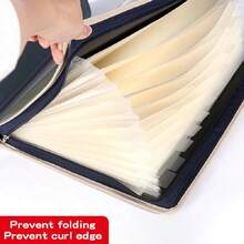 KOBEST 1個夾層多功能試紙夾，大容量收納袋，檔案分類辦公室資訊文件袋，加厚手提藝術袋，帆布教材作業袋 - 彩色 - 查看 2