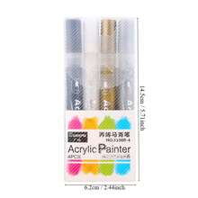 4 支彩色丙烯画笔艺术绘画笔适用于织物画布、艺术岩画、卡片制作、金属和陶瓷、玻璃、艺术用品、记号笔 - 彩色 - 查看 2