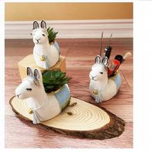 1個羊駝造型樹脂多肉盆，動物花盆植物盆帶排水孔，可愛卡通動物空氣盆栽，室內花盆用於房間裝飾（僅限盆） - 白色 - 查看 8