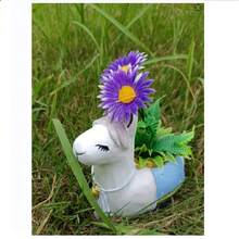 1個羊駝造型樹脂多肉盆，動物花盆植物盆帶排水孔，可愛卡通動物空氣盆栽，室內花盆用於房間裝飾（僅限盆） - 白色 - 查看 7