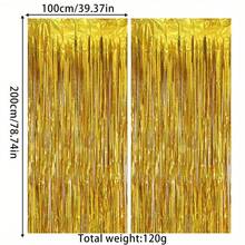 1入組1M*2M馬卡龍藍雨簾，雨絲緞帶背景裝飾，適用於婚禮或生日派對 - 藍色 - 查看 2