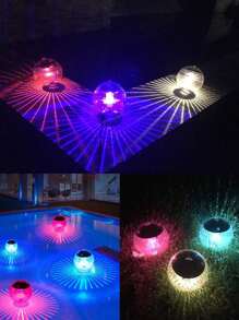 1 pieza Luz solar flotante para piscina con luz LED, cambio de color y luz de fuente a prueba de agua - Multicolor - Ver 5