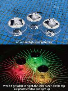 1 pieza Luz solar flotante para piscina con luz LED, cambio de color y luz de fuente a prueba de agua - Multicolor - Ver 3
