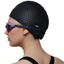 Speedo Unisex Adult Bubble Swim Cap (Black) - Black - View 2