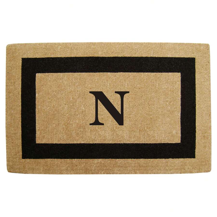 Heavy Duty Coir Doormat Single Picture Frame, Plain - Black 22" X 36" - 花押字 N - 查看 1