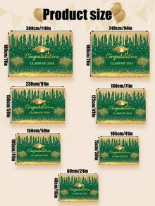 قطعة واحدة من قماش خلفية زفاف التخرج ، خلفية خضراء بعناصر ذهبية لحفلات التخرج، تزيين جدران الفصول الدراسية بمناسبة الأعياد - قماش خلفية لموسم التخرج 007 - مشاهدة 17