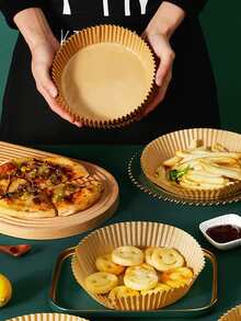 50/100入組空氣炸鍋紙（圓形/方形），防油，防水，防黏鍋，適用於廚房配件的空氣炸鍋，烘焙微波爐墊紙，空氣炸鍋廚房配件，空氣炸鍋墊紙，空氣炸鍋紙，空氣炸鍋器 - 彩色 - 查看 1