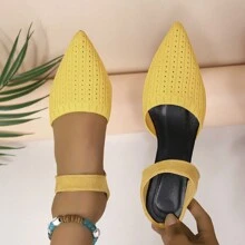 女士高跟尖頭涼鞋，時尚設計，適中高度，適合商務會議、家庭放鬆、娛樂聚會等場合 - 黃色 - 查看 4