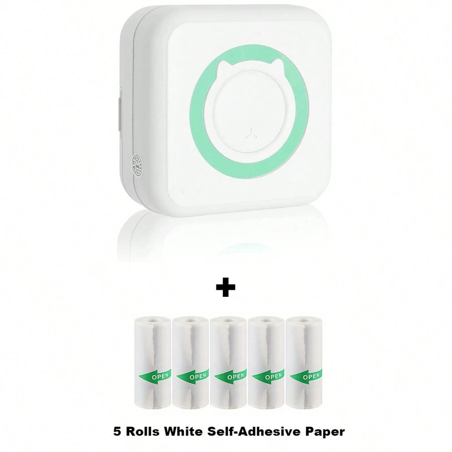 便攜式熱敏打印機，口袋打印機支援13捲紙張，兼容IOS和Android系統，適用於照片、辦公、標籤、學習筆記、禮品等