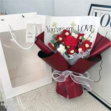 1 件手工针织纱线牡丹花束，情人节、母亲节、毕业典礼、生日的现成礼物 - 多色 - 查看 9