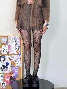 Medias de red de leopardo - Negro - Ver 2