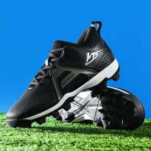 Men's Football Game Special Shoes - Multifunctional Anti-Skid AG Studs Sole, Lightweight Breathable Classic Black Leather Surface, Lace-Up Design Helping For University Athletic And Team Victory