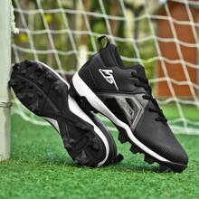 Men's Football Game Special Shoes - Multifunctional Anti-Skid AG Studs Sole, Lightweight Breathable Classic Black Leather Surface, Lace-Up Design Helping For University Athletic And Team Victory