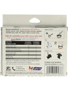 Mariposa Colorante Para Ropa, Pastilla De Color Negro Numero 101, 4 Pastillas,