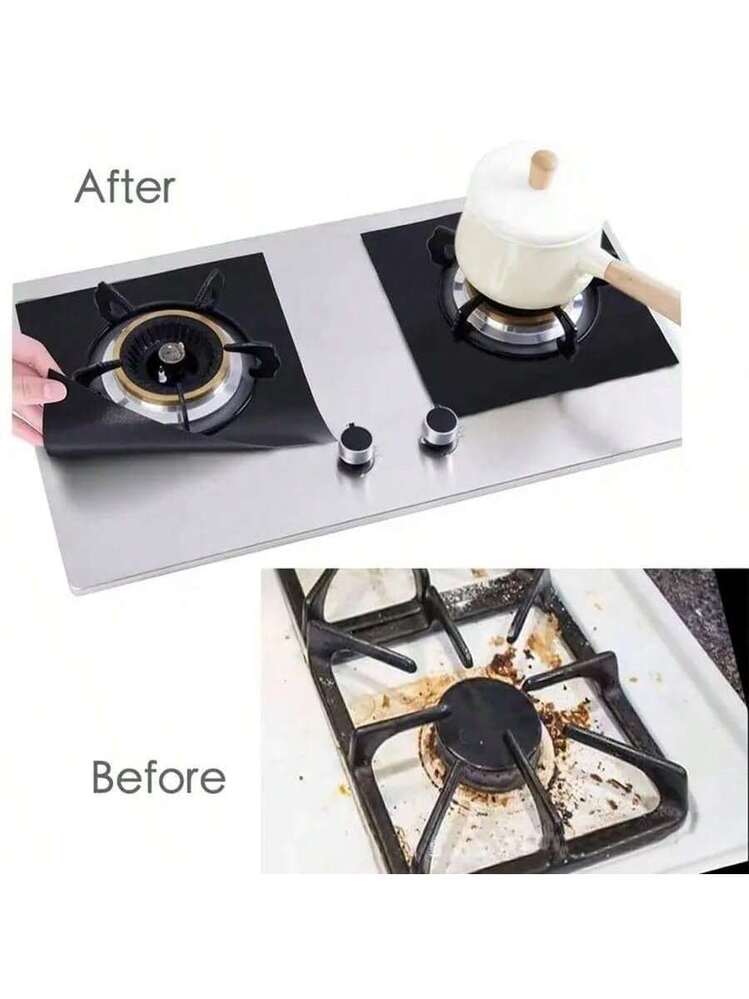 8 Pièces Couvre-Brûleurs Gaz Réutilisables - Tapis Protection Cuisinière Anti-Adhérent Facile à Nettoyer