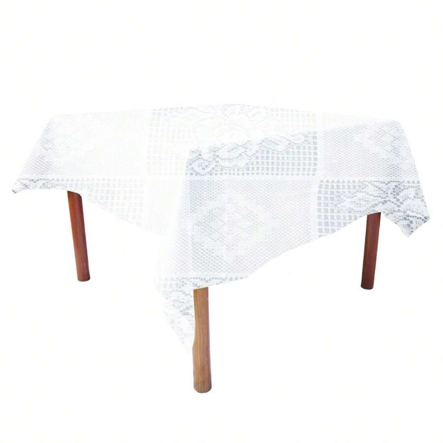 Mantel de encaje 120x120 cm, en color blanco y hueso. - Blanco - Ver 1