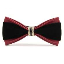 Corbatín de hombre de moda de piel de PU con tachuelas de cristal brillante, adecuado para bodas, fiestas, escenario o cócteles, disponible en múltiples colores