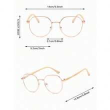 1 件女士高吸引力水平学生轻圆脸显示脸平面平板轻镜纯色镜框适用于电脑阅读游戏电视手机眼镜配件女式 - 乳咖 - 查看 3