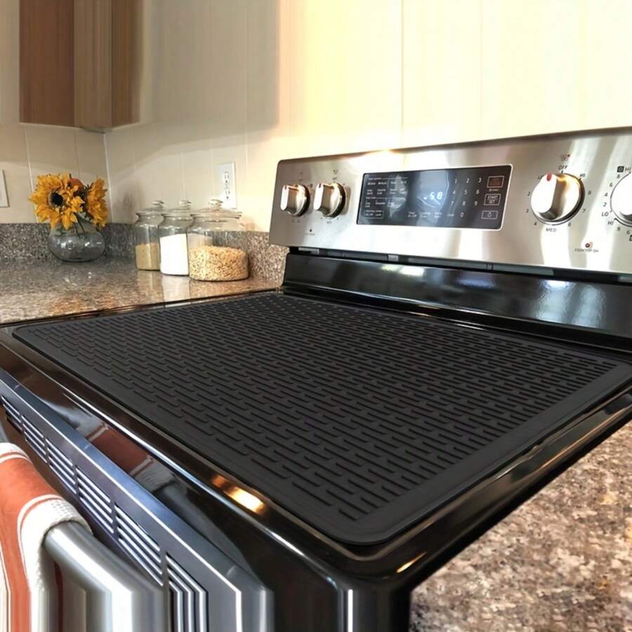 Tapete de Silicone Premium para Fogão Elétrico - 28x20 - Protetor Resistente ao Calor para Bancada de Cozinha, Previne Arranhões para Cooktops de Cerâmica e Vidro, com Opções de Cores Estilosas em Cinza/Preto. - Multicolorido - Visão 1