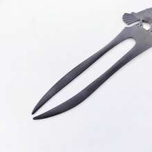 1入烏鴉U型髮簪造型針黑色，金色，銀色巫術頭髮插片文藝復興節法國金屬髮叉女士配件 - 黑色 - 查看 9