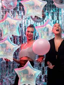 5pcs 19-Inch Clear Glitter Star Foil Balloon, Holographic Star Foil Balloon, Ideal For Birthday Parties, Weddings, Engagements And Theme Decorations (Helium Not Supported), Back To School Valentine Day - Nhiều màu - Xem 6
