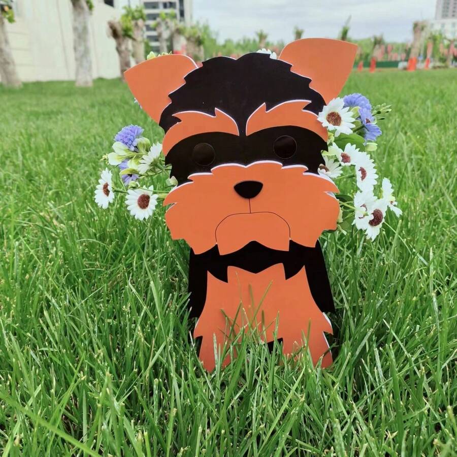 Novedosa y creativa maceta con forma de Yorkshire Terrier - Negro - Ver 1