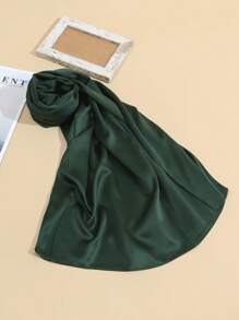 Elegant 1pc Women's Solid Color Matte Satin Scarf, All Seasons Fashionable Sunscreen Warm Shawl For Daily Commute Or Street Wear With Head Wrap - Multicolor - View 20