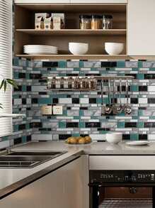 1 件 3d 馬賽克自黏廚房貼紙北歐風格防水防油光滑爐灶貼櫥櫃抽屜防髒壁紙 - 彩色 - 查看 15